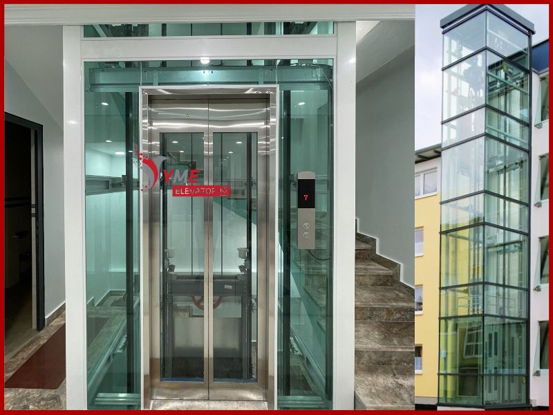 Thang Máy Khung Thép Ốp Kính Cường Lực