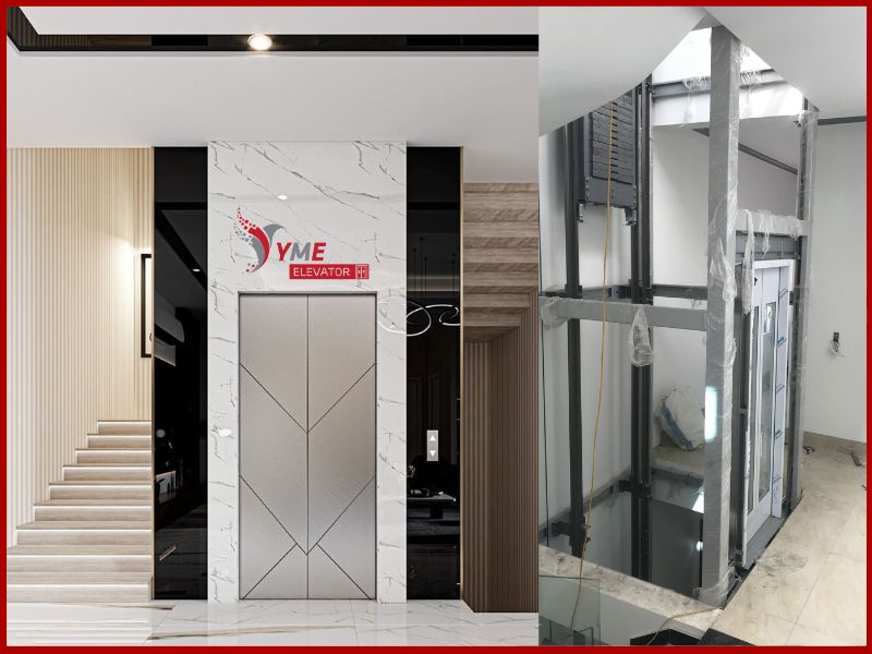 Thang Máy Khung Thép Ốp Alu Hoa Văn